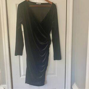 Guberry Dress XL Black Velvet Mini Wrap Whimsygoth Grunge Witchy Bodycon